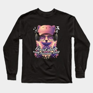 Good sleep with favorite song fox eyeglasses snooze digital pixel Long Sleeve T-Shirt